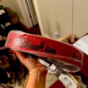 NWT Sz 38 Texas Tech “wreck ‘em” Needlepoint belt